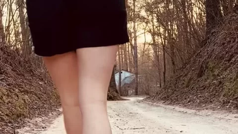 Caucasian Woman with Tattoos Exposes Herself Outdoors