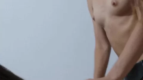 Two Slim Women With Long Dark Hair Having Sex on Bed