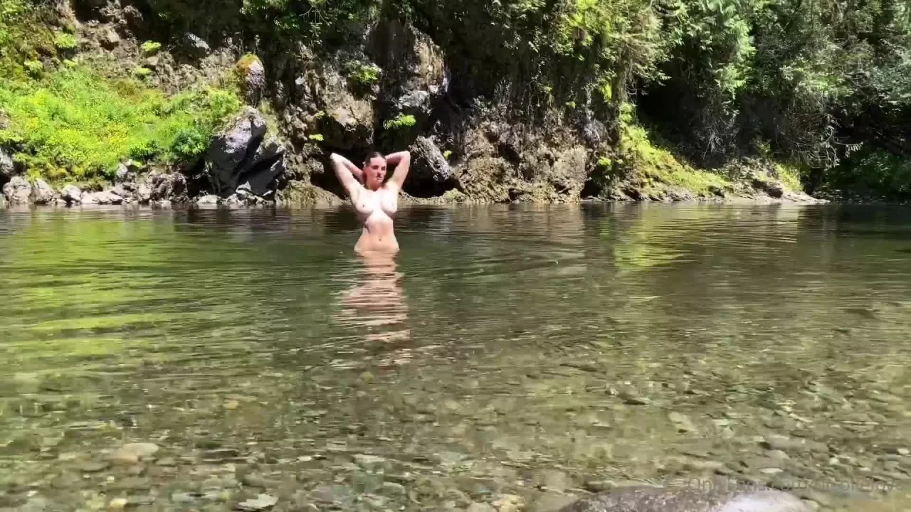 Natural Beauty Posing Topless by the River