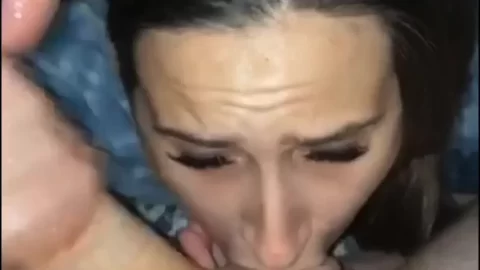 POV Oral Sex with Slim White Brunette in Bedroom