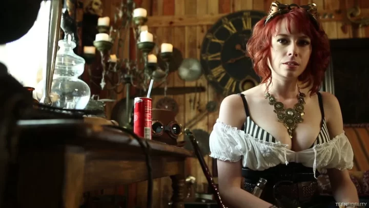 ZoeyNixon SteamSpunkBTS – Redhead Milf in Steampunk Lingerie