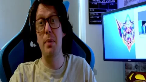 Slim brunette and purple-haired girl make out on couch, guy jerks off