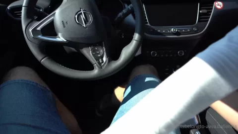 Blonde Passenger Reaches for Driver in Car POV