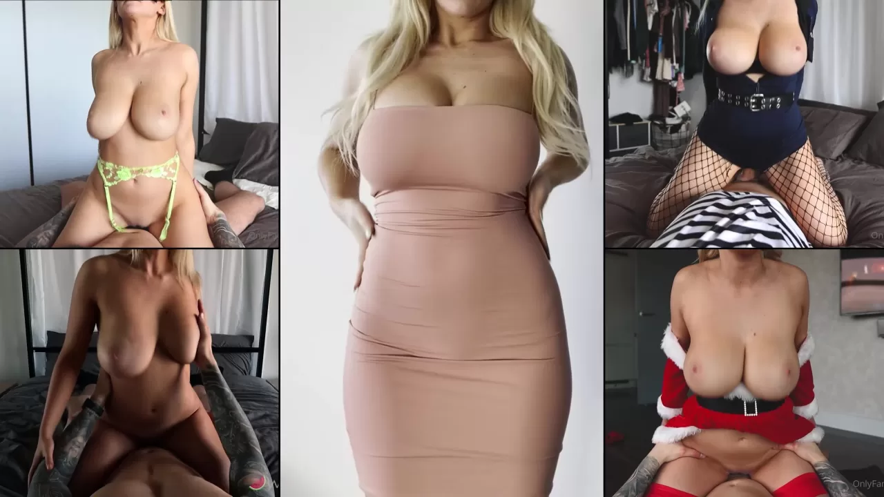 Blonde Performer in Red Lingerie and Poolside Intimacy Compilation