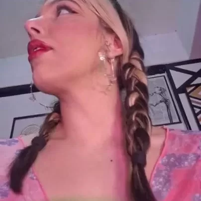 Blonde with braids and tattoos jerks off on bed, bathroom nude scene