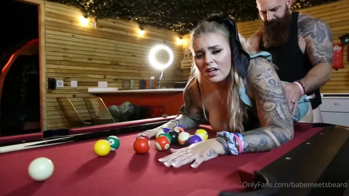 Blonde on pool table gets fucked in multiple positions