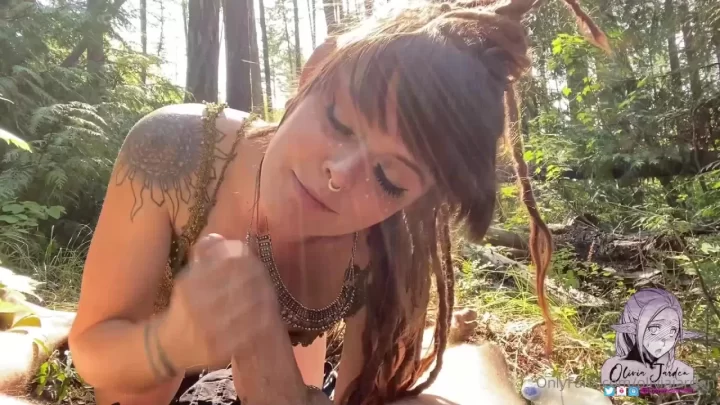 Olivia Jarden – Blowjob in the Forest with Dreads and Piercings