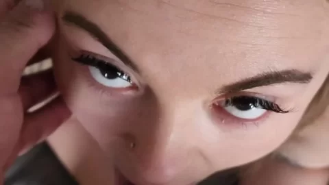 Brunette Gives White Guy a Blowjob