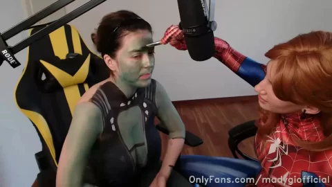 Two White Girls with Tattoos Give Each Other Makeup and Oral