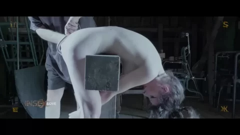 Brunette girl gets oral and BDSM action in warehouse