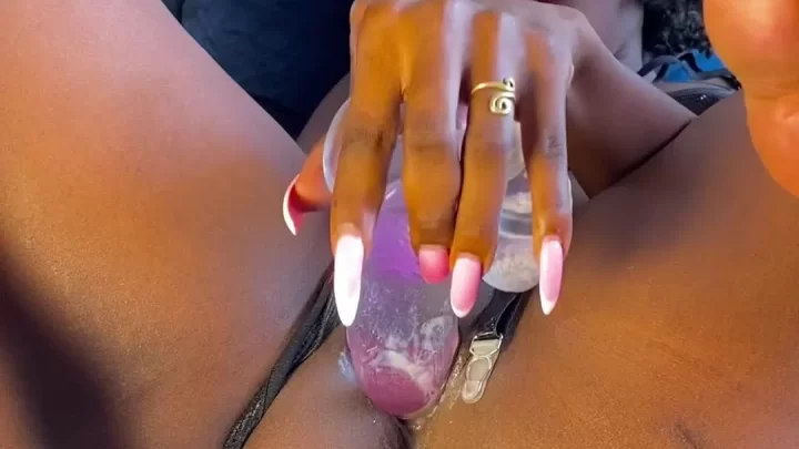 Curvy Black Girl Plays with Butt Plug