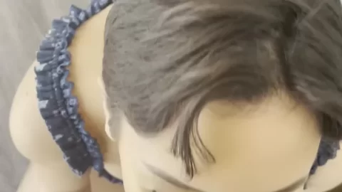 Teen brunette fucks mannequin