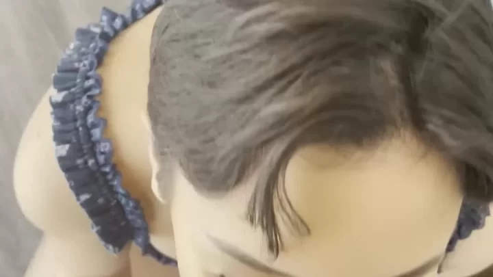 Teen brunette fucks mannequin