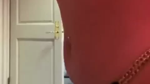 White girl in cow print underwear gets up close