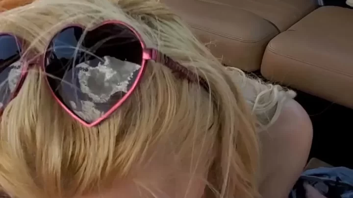 Blonde girl gives oral on a boat