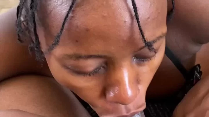 African American Curvy Girl Plays with Dildo