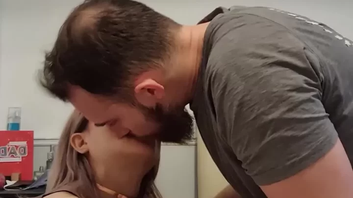 Blonde and brunette teens with a muscular guy