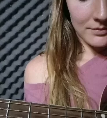 Blonde Girl Plays Guitar Naked