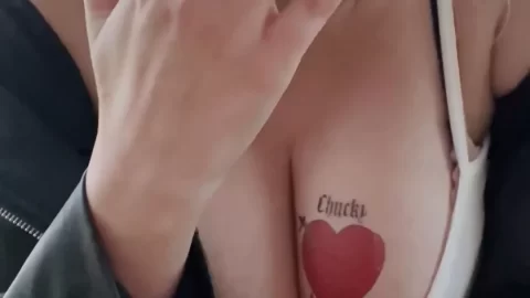 Blonde girl outdoor smoking and stripping