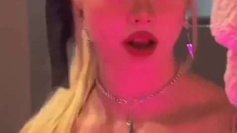 Blonde teen takes selfie before solo play