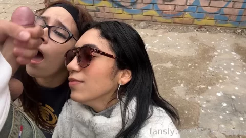 sexnfreak – double blowjob and cumwalk from out of an abandoned buildi