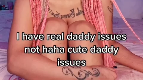 Teen girl with pink braids fucks herself on bed