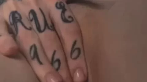 Blonde girl self-touch exposing genitals POV
