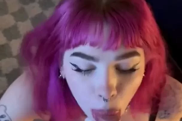 Pink Haired Lems Gives a Hot Blowjob My Site