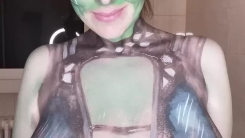 Teen with green face paint gets clean