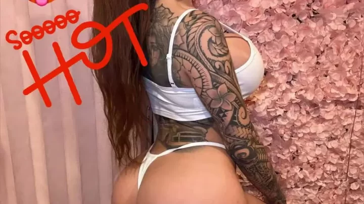 Brunette bends over in underwear