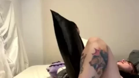 Brunette with Tattoos Fucks on Bed