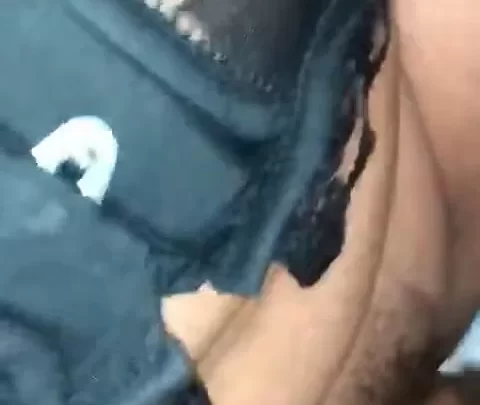 Slim white girl in black lingerie explores herself