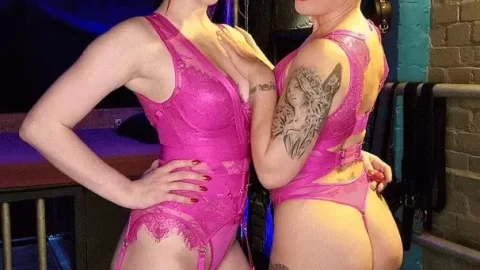 Redheads in Pink Bodysuits, Girl-on-Girl