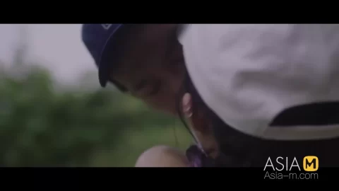 Asian teens threesome outdoor