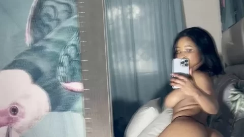 African American Curvy Girl Takes Selfies Naked