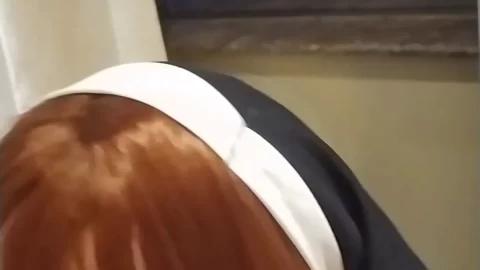 Redhead Solo Blowjob in Nun Costume
