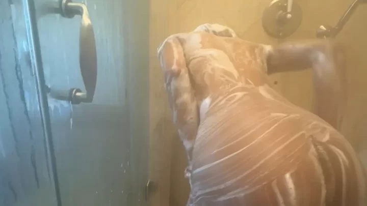 Black Girl Soaping Up in Shower