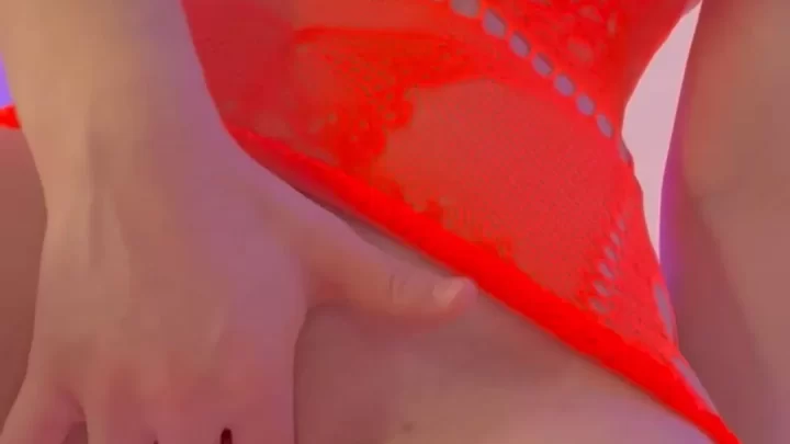 Brunette Girl Spreads Lips, Self-Touches