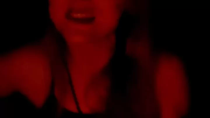 Brunette Girl Laughs, Red Lighting