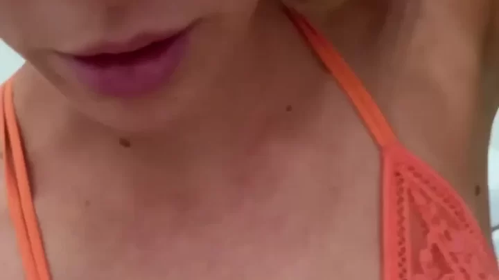 Blonde girl solo in bathroom