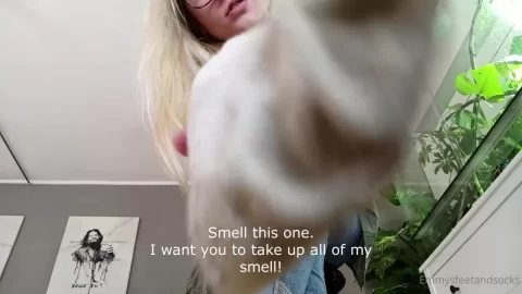 Blonde Girl Shows Dirty Feet