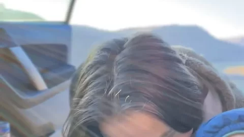Slim brunette lesbians outdoor car sex