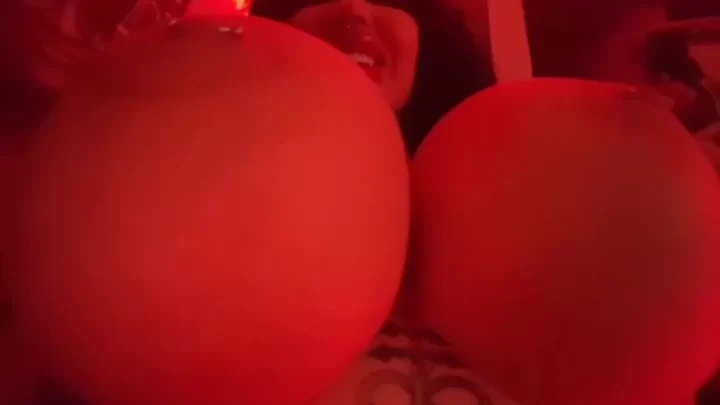 Brunette with big tits and nipple piercings gets up close