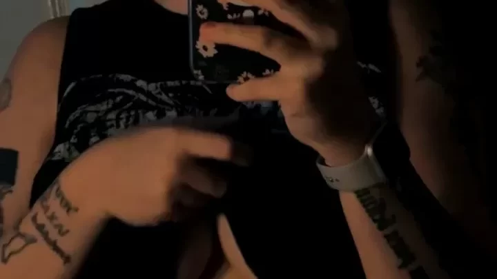 Brunette girl plays with herself in bedroom
