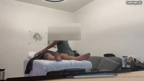 White girl gets massage from black guy