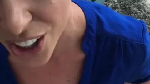 Blonde girl plays with dildo, POV