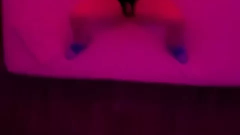 Brunette girl plays with herself on bed