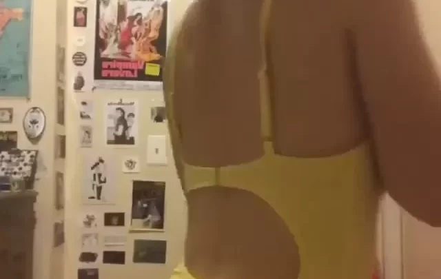 Petite White Girl in Yellow Swimsuit