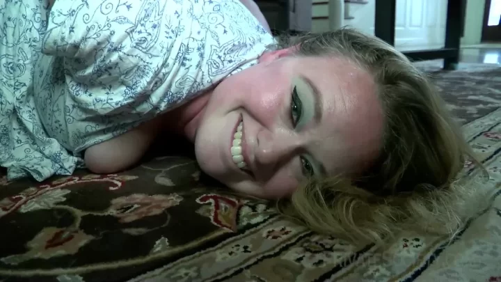 Blonde girl gets blowjob on couch