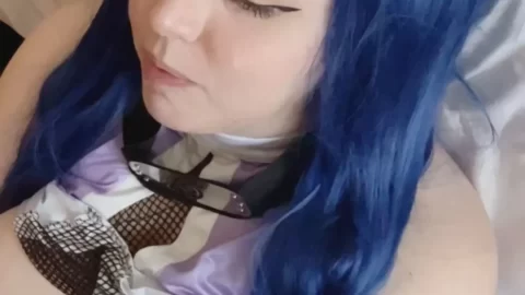 Blue-Haired Girl Gets Intimate